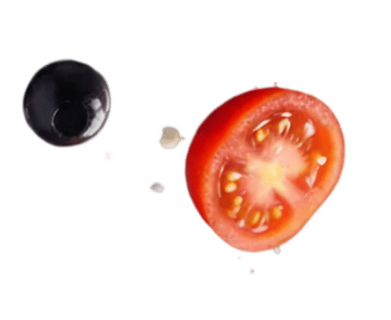 Sliced tomato and black olive