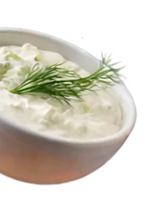 Bowl of creamy yogurt with herbs