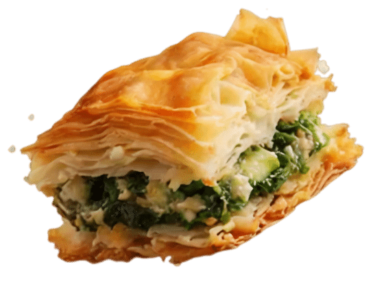 Layered pastry with spinach filling
