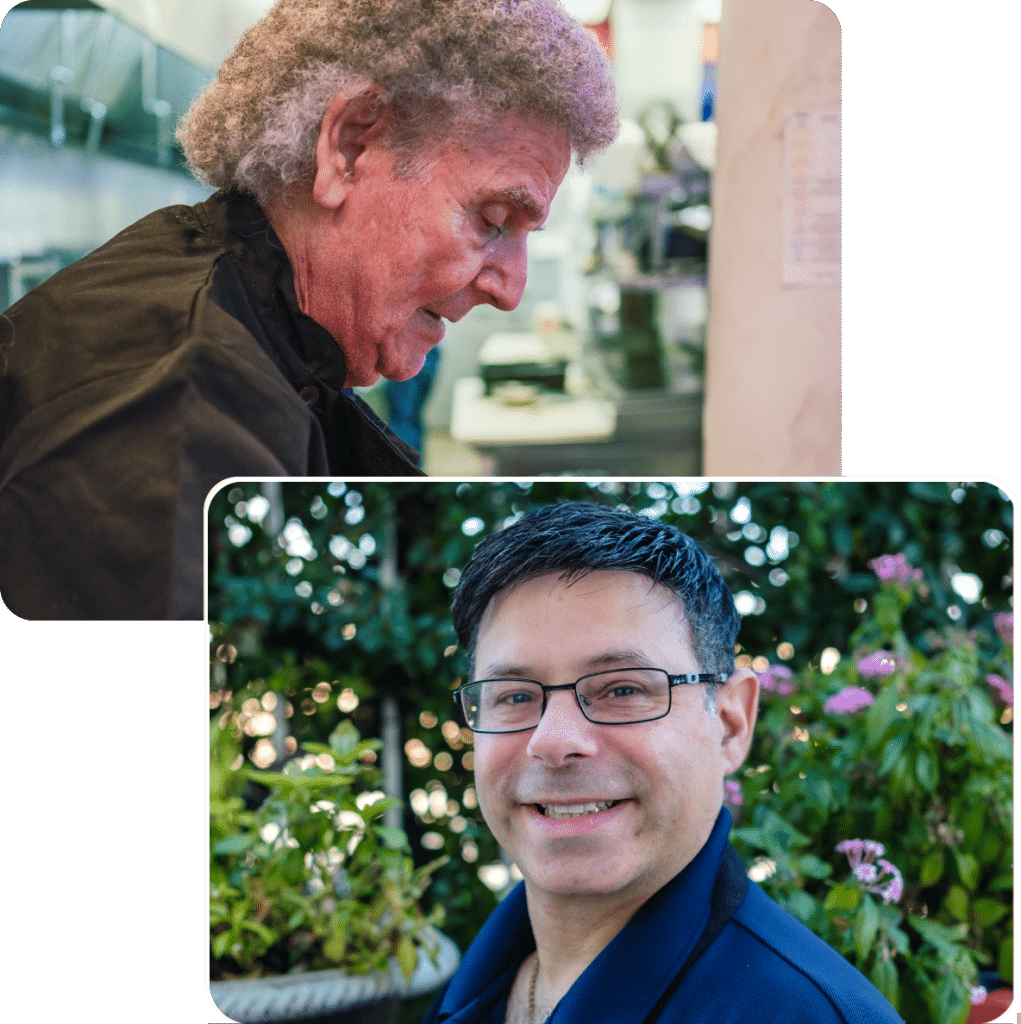 Two people with obscured faces.